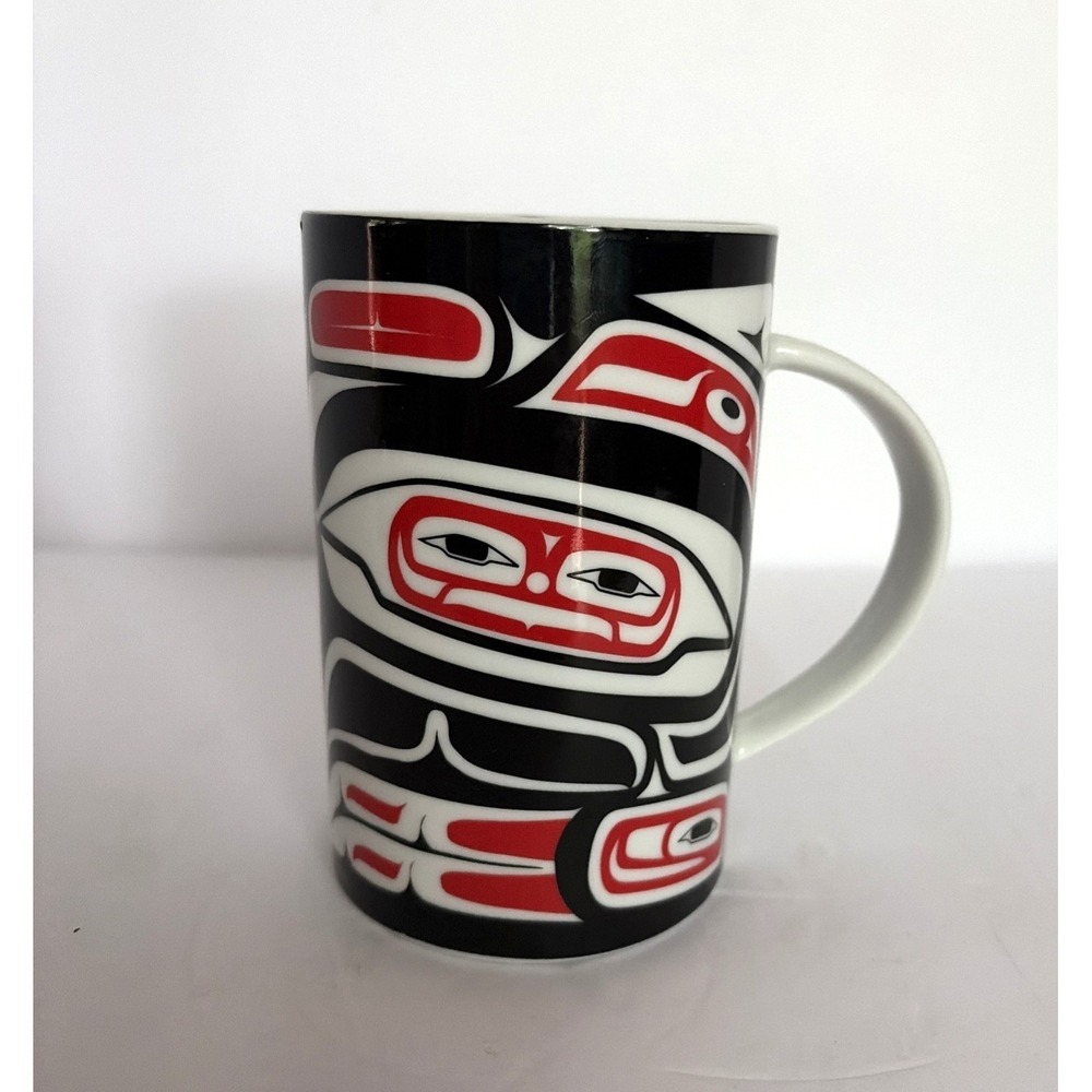 Panabo Porcelain Coffee Cup Canada Indigenous Red/Black Raven 12oz VINTAGE